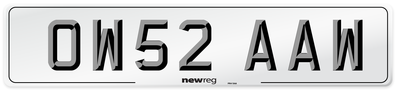 OW52 AAW Number Plate from New Reg